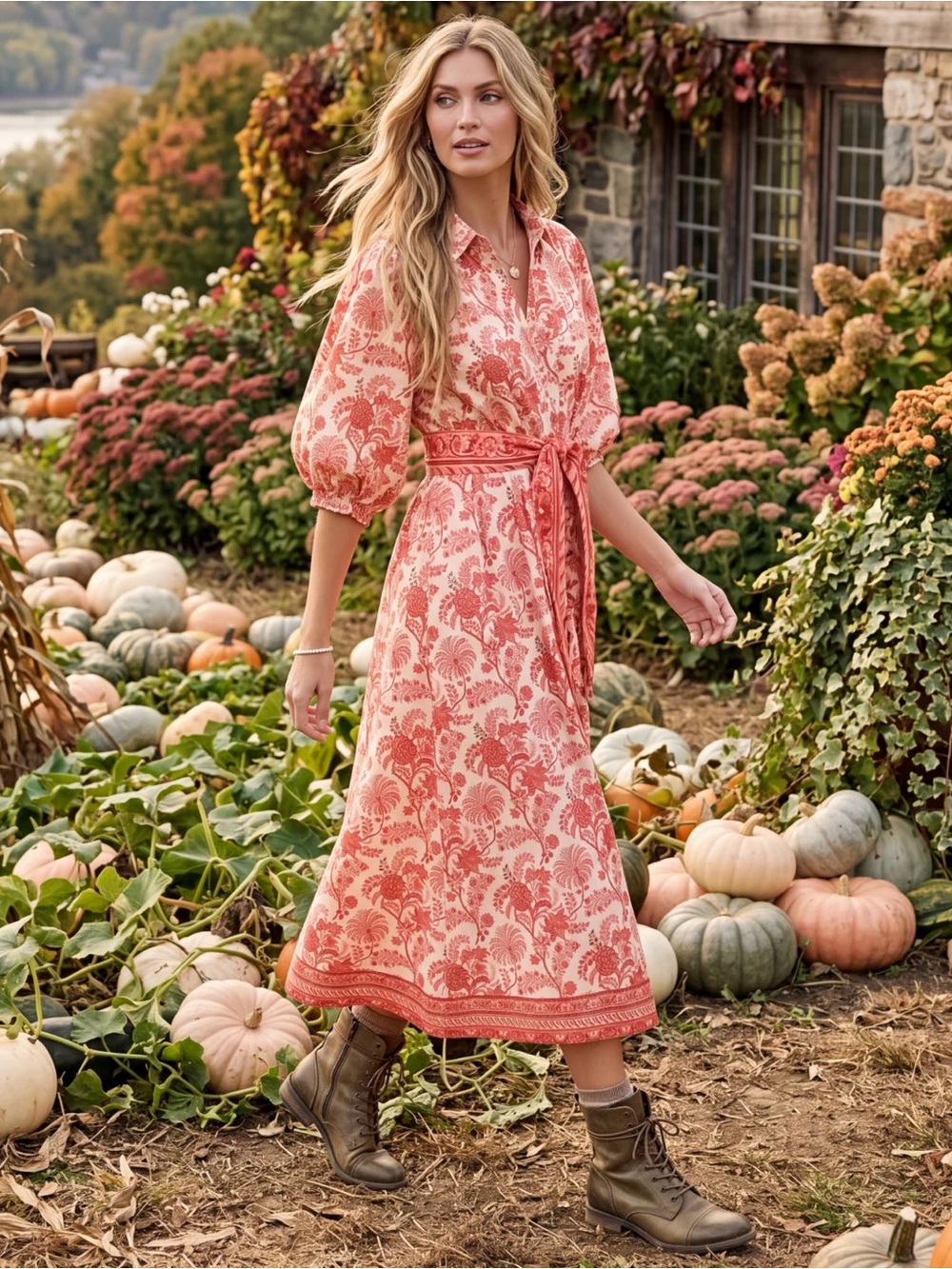 Trish Scully Bryson Shirtdress in Coral Toile